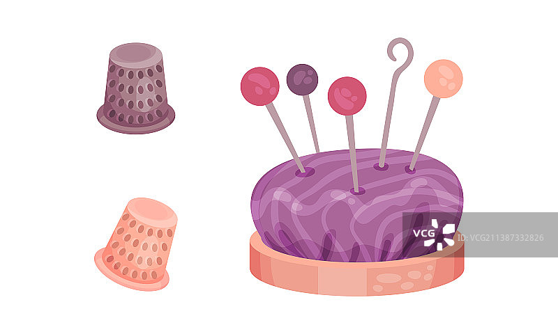 顶针和带针的垫子，缝纫用品图片素材