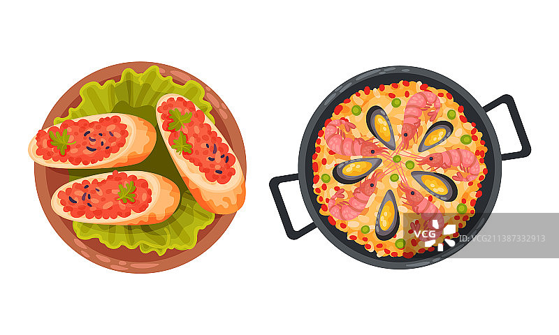 海鲜饭和肉酱三明治图片素材