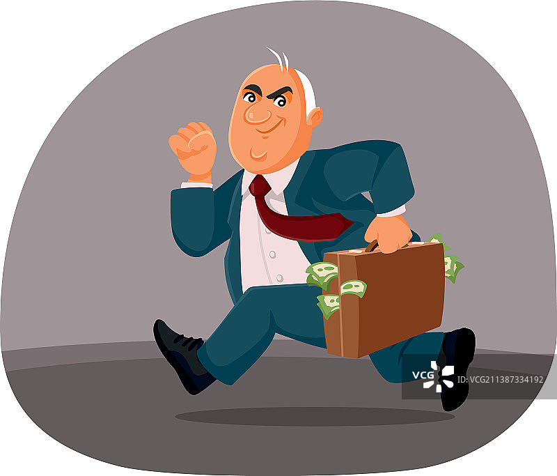 腐败的商人拿着公文包逃跑图片素材