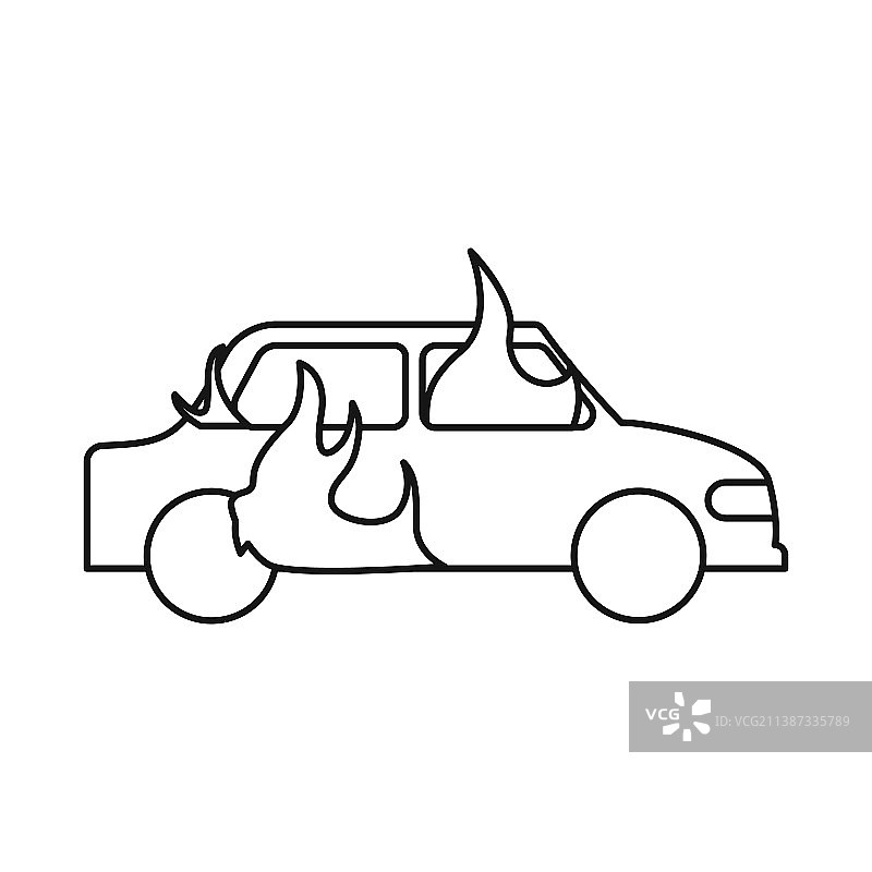 汽车和燃烧图标集图片素材