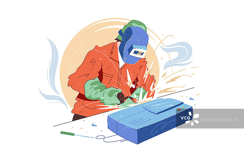 手持焊接工具的焊工形象图片素材