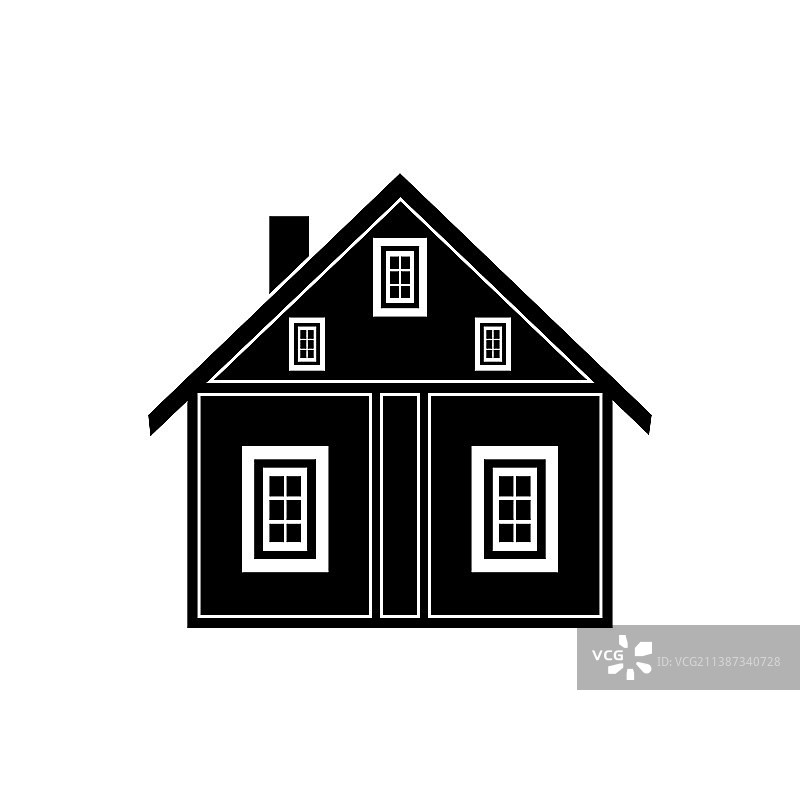 白色背景上的黑色阁楼房屋图标图片素材