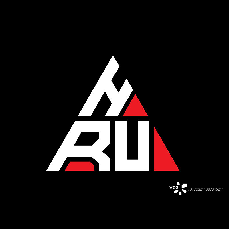 带有三角形的HRU三角形字母标志设计图片素材