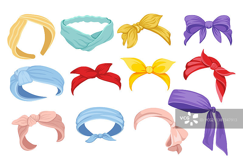 女士头巾发带和丝巾套装图片素材