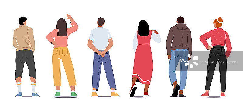 男性和女性背影排列图片素材