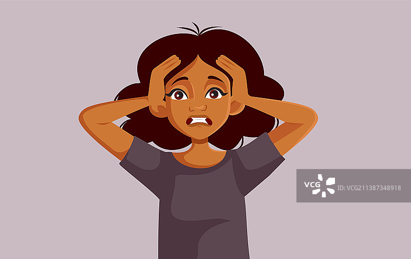 卡通中沮丧绝望的女人图片素材