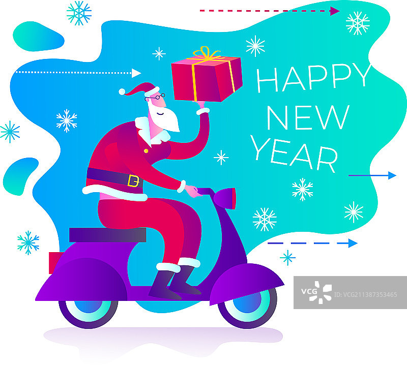 圣诞老人骑摩托车图片素材