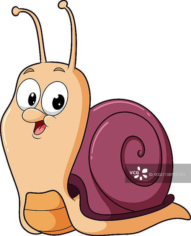 手绘可爱胖蜗牛在缓慢移动图片素材