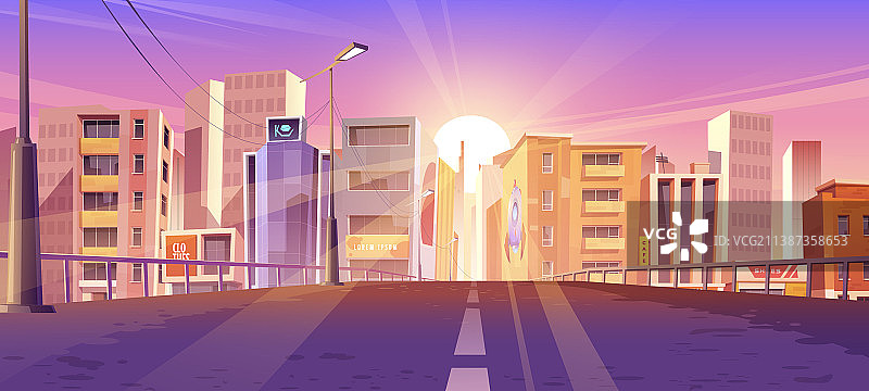 现代城市天际线的日出图片素材