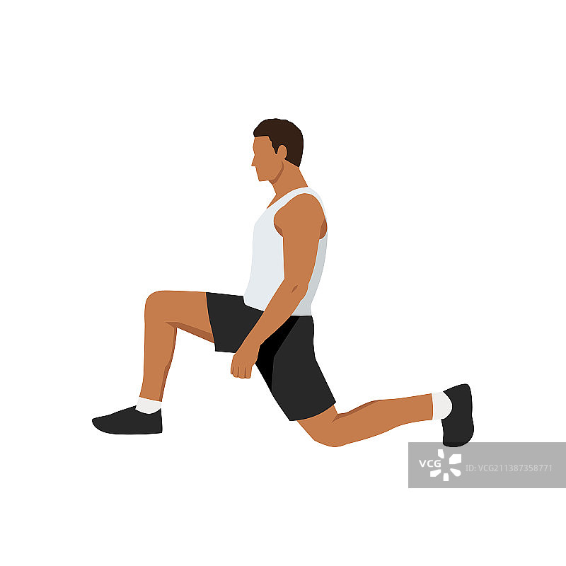 男人做半跪髋屈肌伸展图片素材