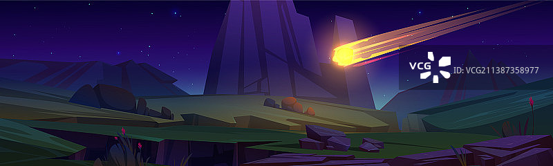 小行星撞击地面的史前场景图片素材