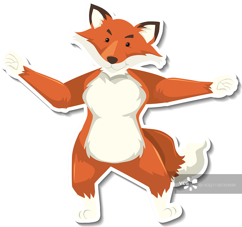 卡通狐狸舞蹈动物贴纸图片素材