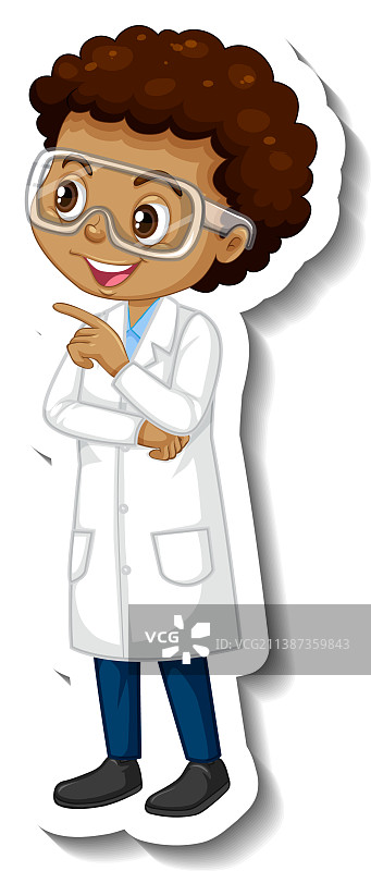 卡通科学家男孩贴纸图片素材