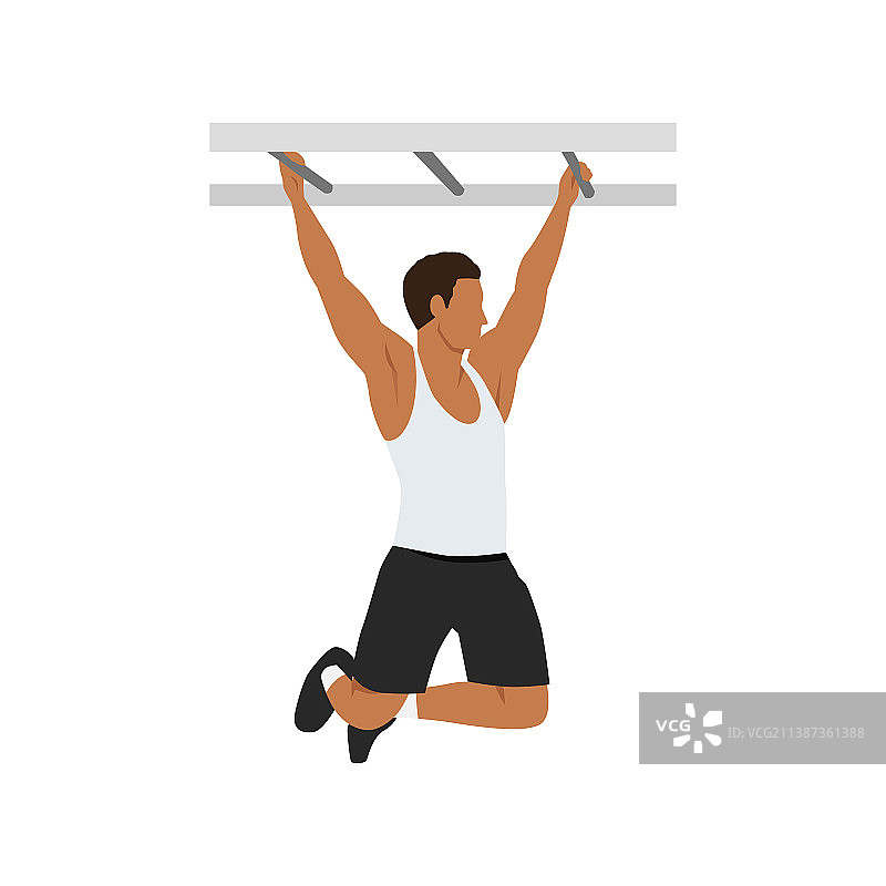 男人在攀爬架上做单杠练习图片素材