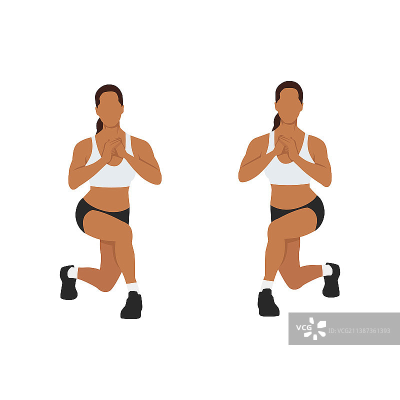 女人做交替屈膝弓步练习图片素材