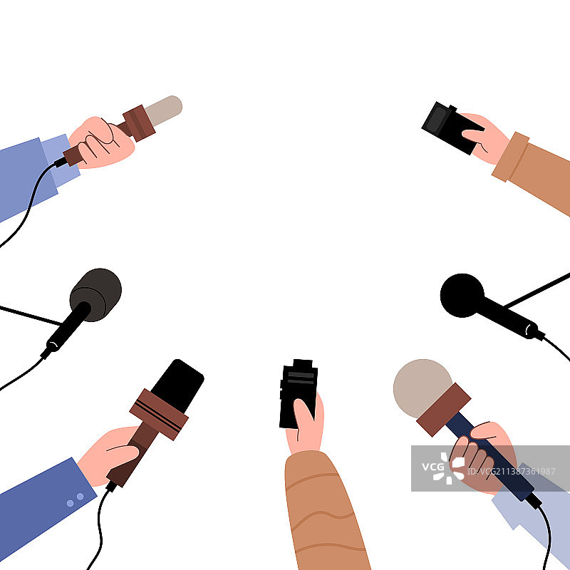 新闻发布会热点新闻概念扁平卡通图片素材