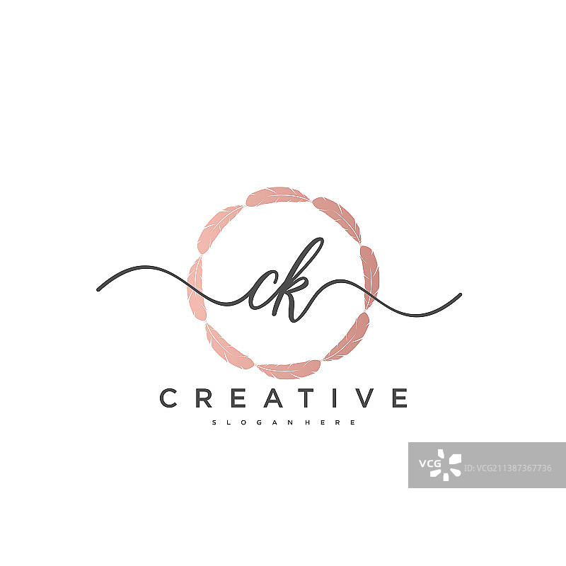 CK首字母手写极简几何标志图片素材