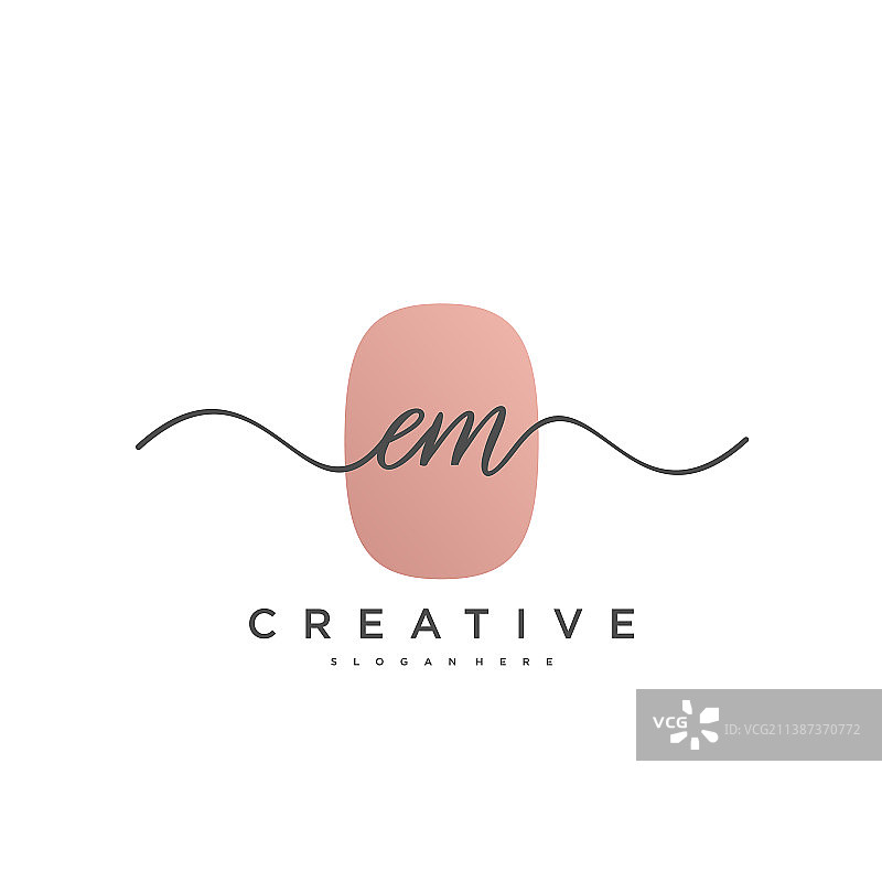 EM首字母手写简约几何标志图片素材