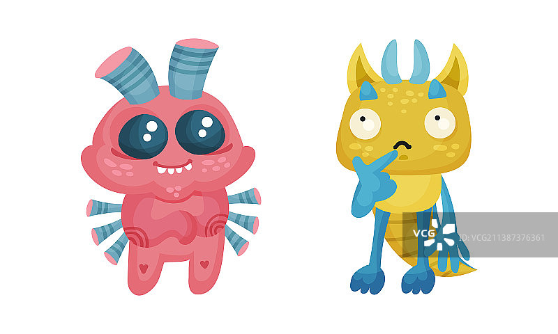 带突变卡通形象的可爱怪物套装图片素材