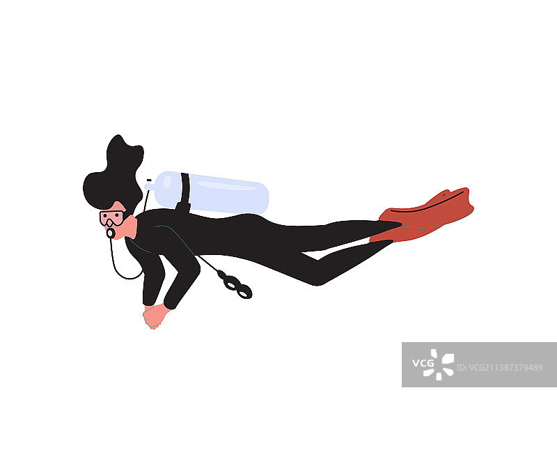 白色背景上的水肺潜水员图片素材