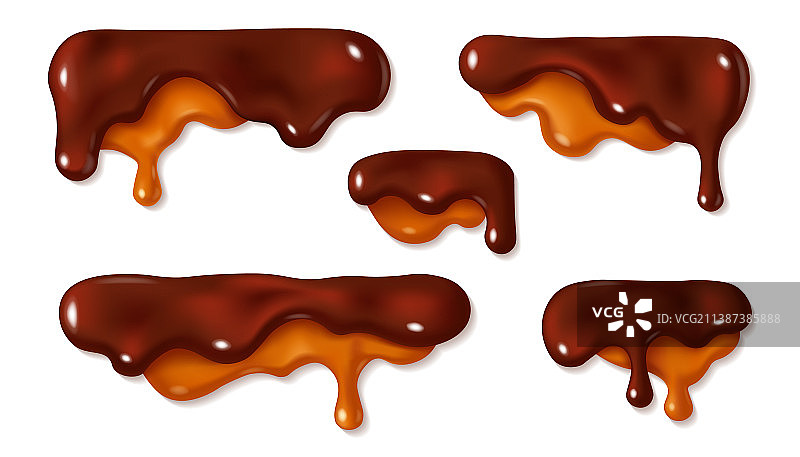 融化的巧克力和焦糖酱滴落素材图片素材