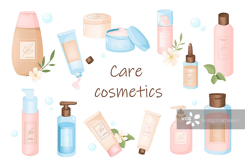 护理化妆品元素隔离集图片素材