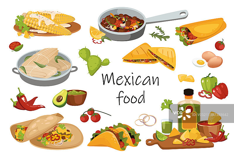 墨西哥食物元素分离集图片素材