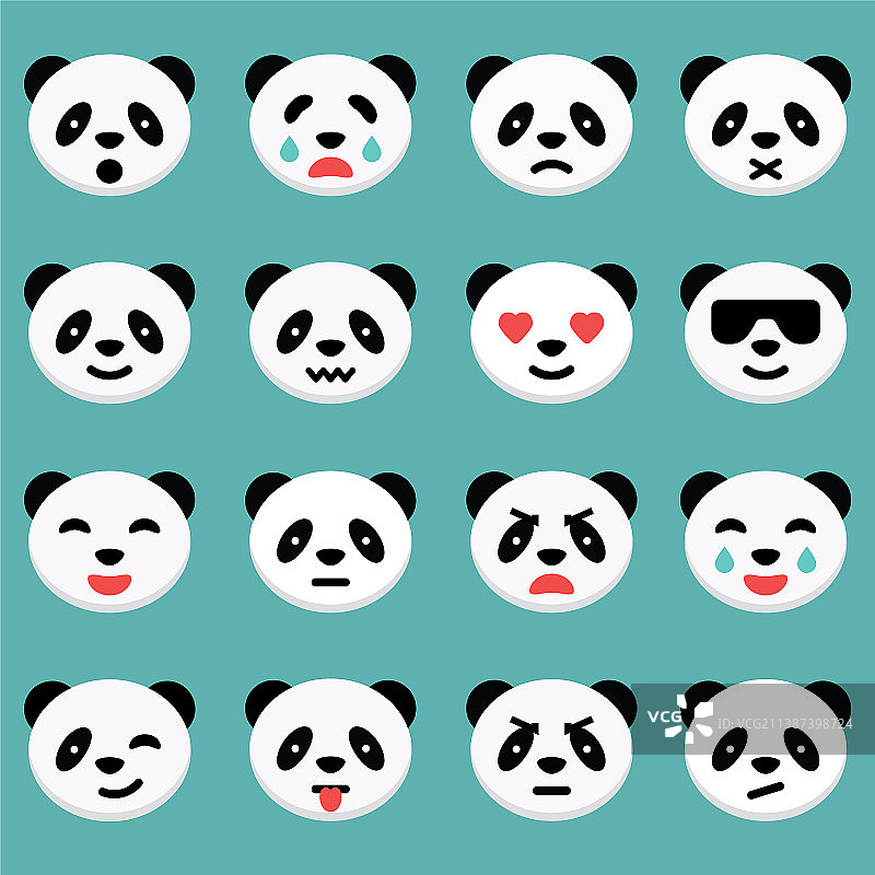 熊猫表情图标套装图片素材