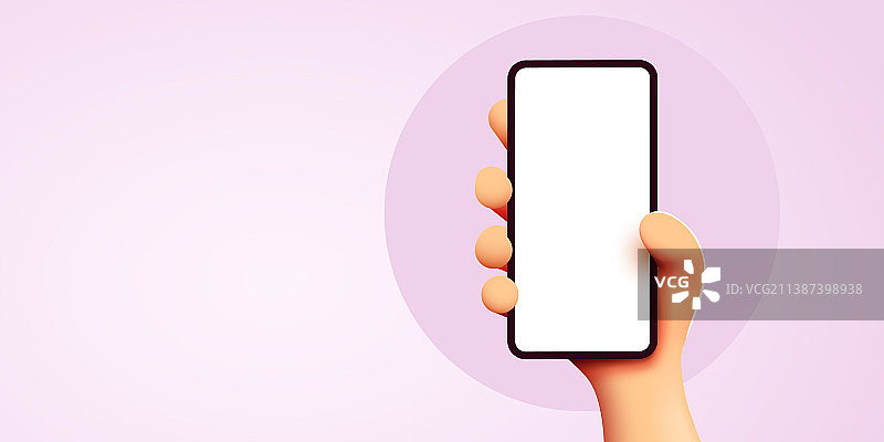 可爱的卡通手握移动智能手机图片素材