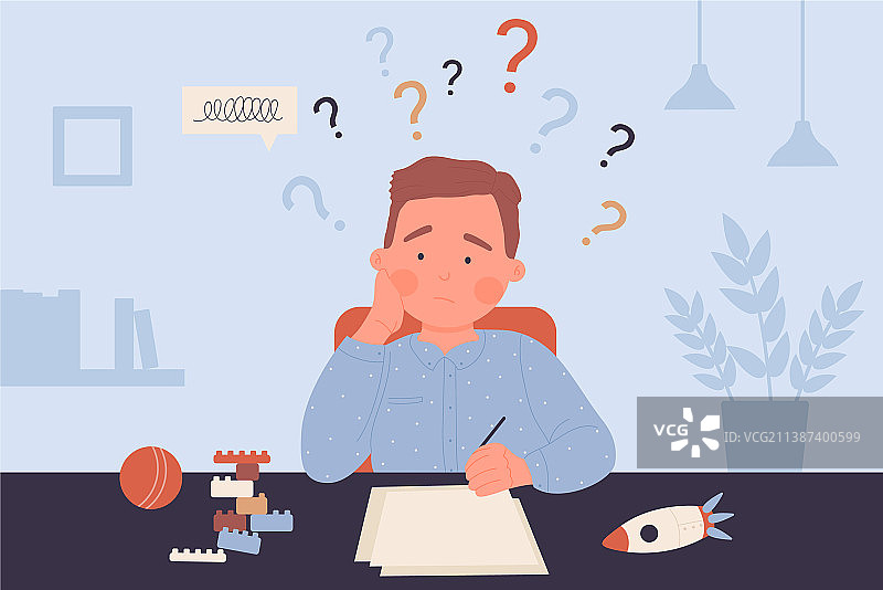 有学习困难的疲惫学童图片素材