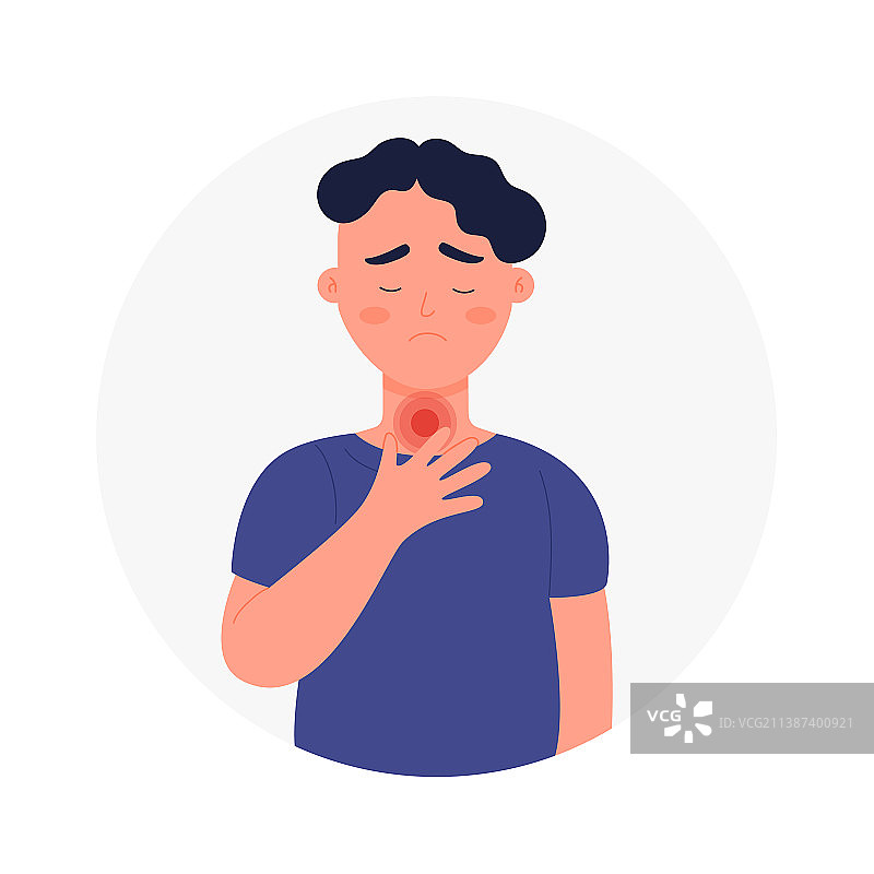 喉咙发炎的悲伤男孩图片素材