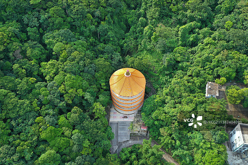 广东省惠州市博罗县罗浮山风景名胜区华首古寺航拍图片素材