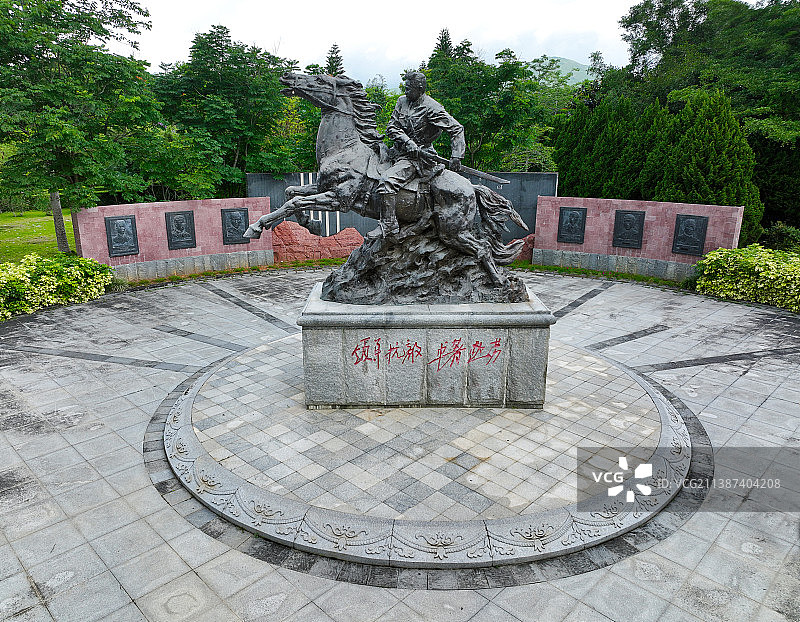 广东省惠州市惠阳区秋长周田村叶挺将军纪念园故居航拍图片素材