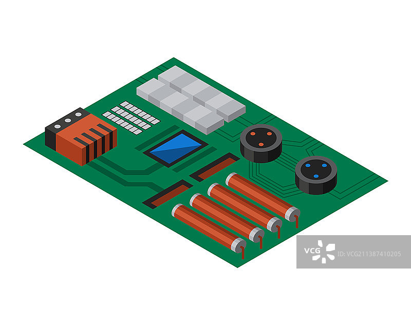2.5D电子元件电路板图片素材