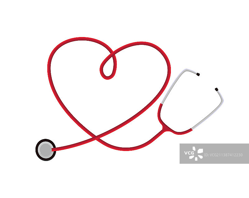 心形弯曲的听诊器图片素材