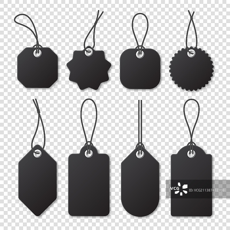 逼真的黑色特价标签合集图片素材