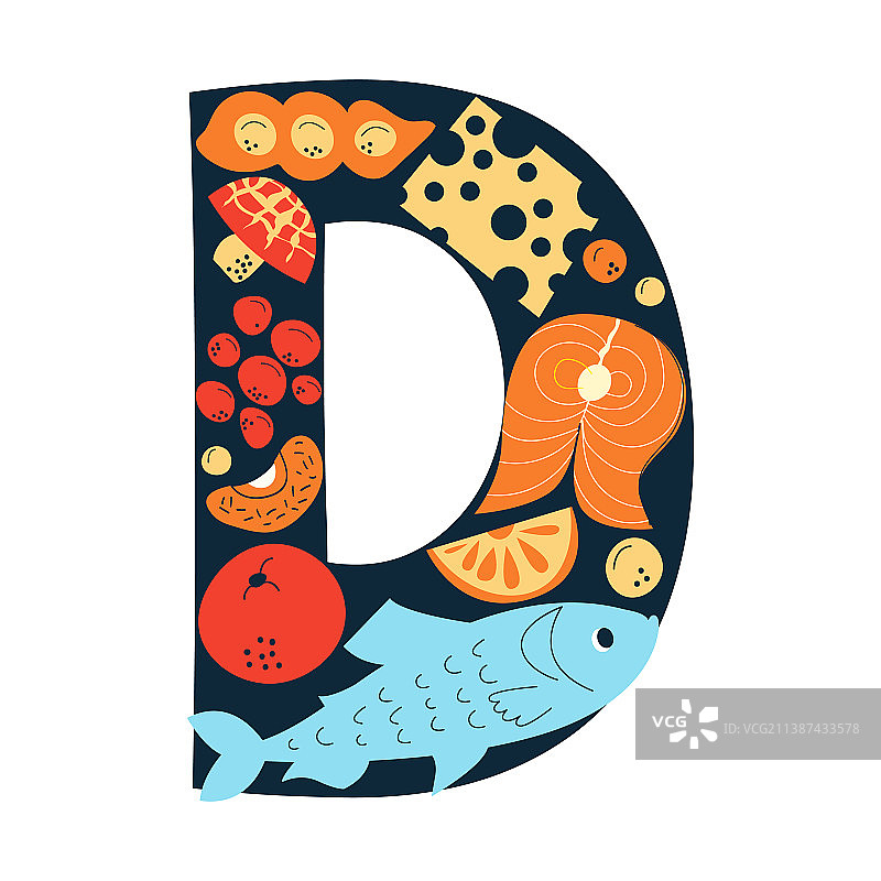 维生素D的主要食物来源概念图片素材