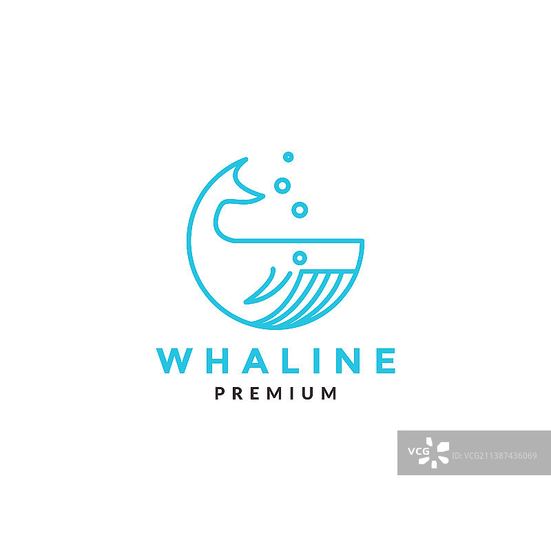 线条几何鱼鲸鱼标志符号图标图片素材