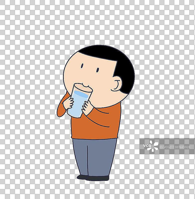 元素：喝水的人物图片素材