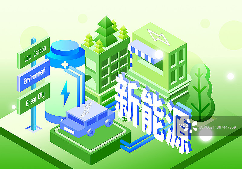 2.5D新能源可持续发展插画图片素材