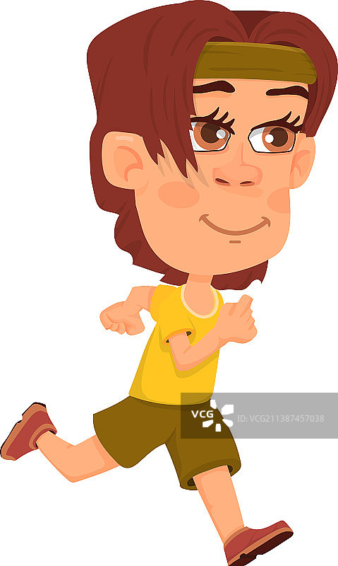 卡通慢跑男孩图片素材