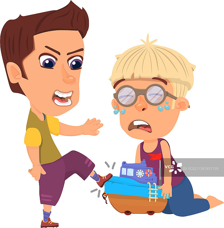 欺负孩子攻击其他儿童图片素材