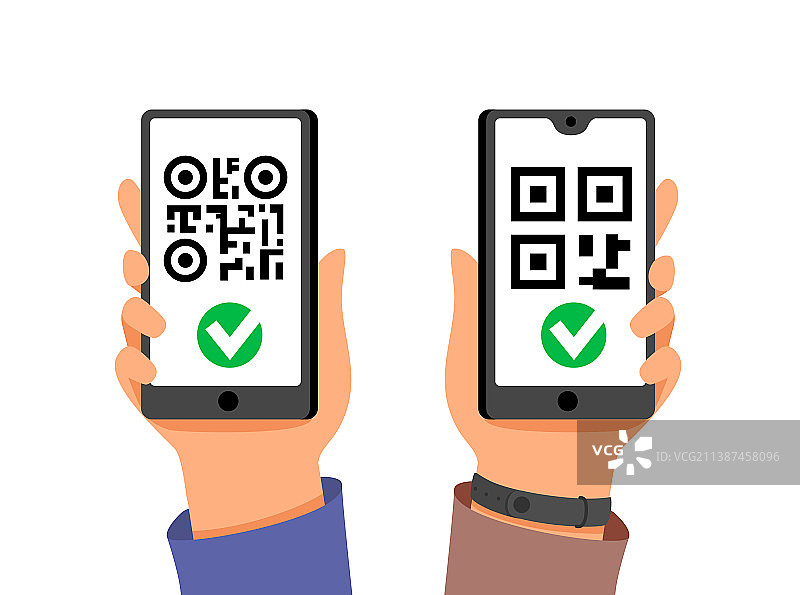 手机屏幕上的疫苗接种证书二维码图片素材