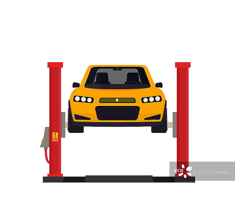 汽车维修：升降机上的汽车图片素材