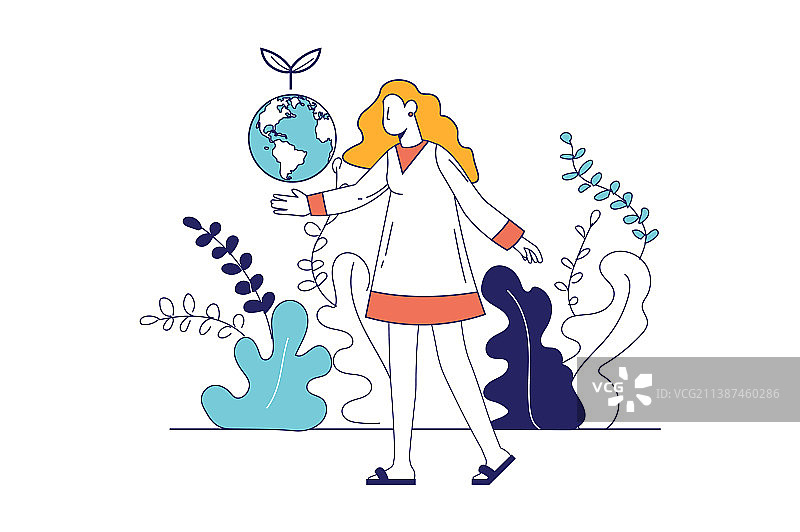 地球日扁平化设计概念图片素材