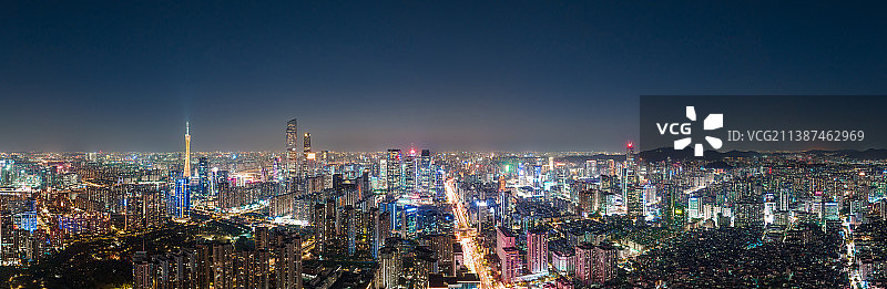广东广州天河珠江新城夜晚全景图片素材