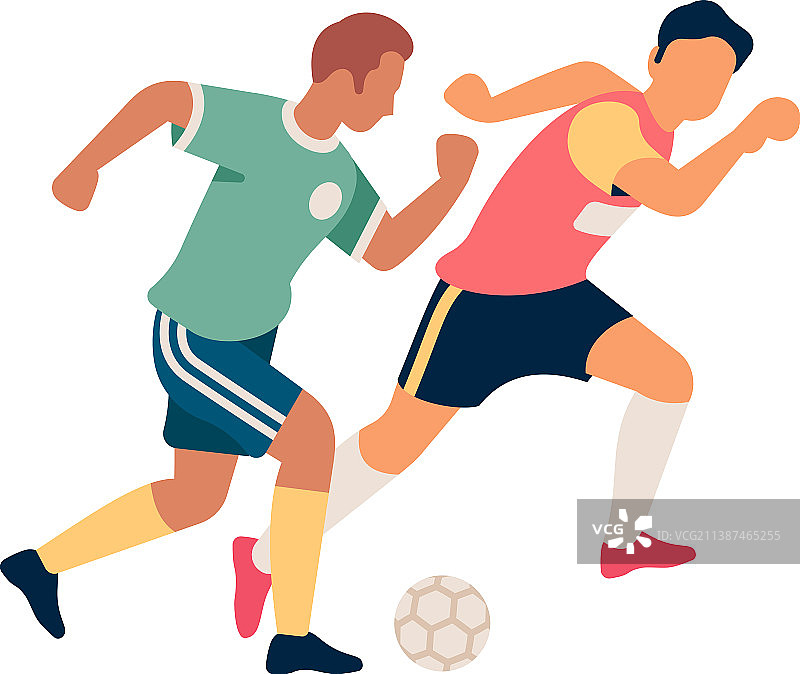 足球运动员运球，男子尝试拦截图片素材