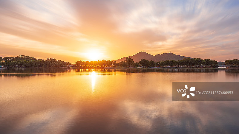 玄武湖日出图片素材