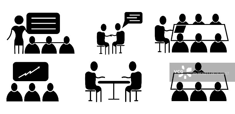 办公室会议咨询创意线条图标集图片素材