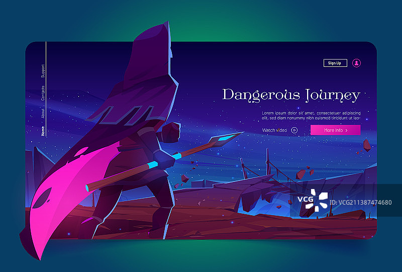 危险旅程卡通着陆页奇幻设计图片素材